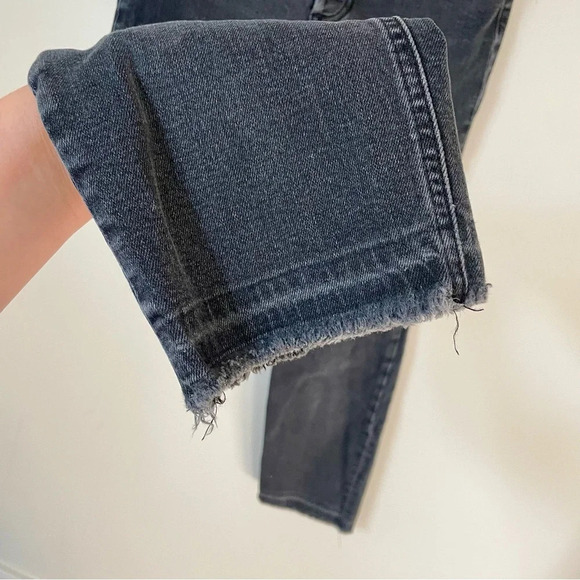 Denim Forum Arlo High Rise Straight Cropped Raw Hem Denim Jeans In Black Size 26 - Picture 8 of 9